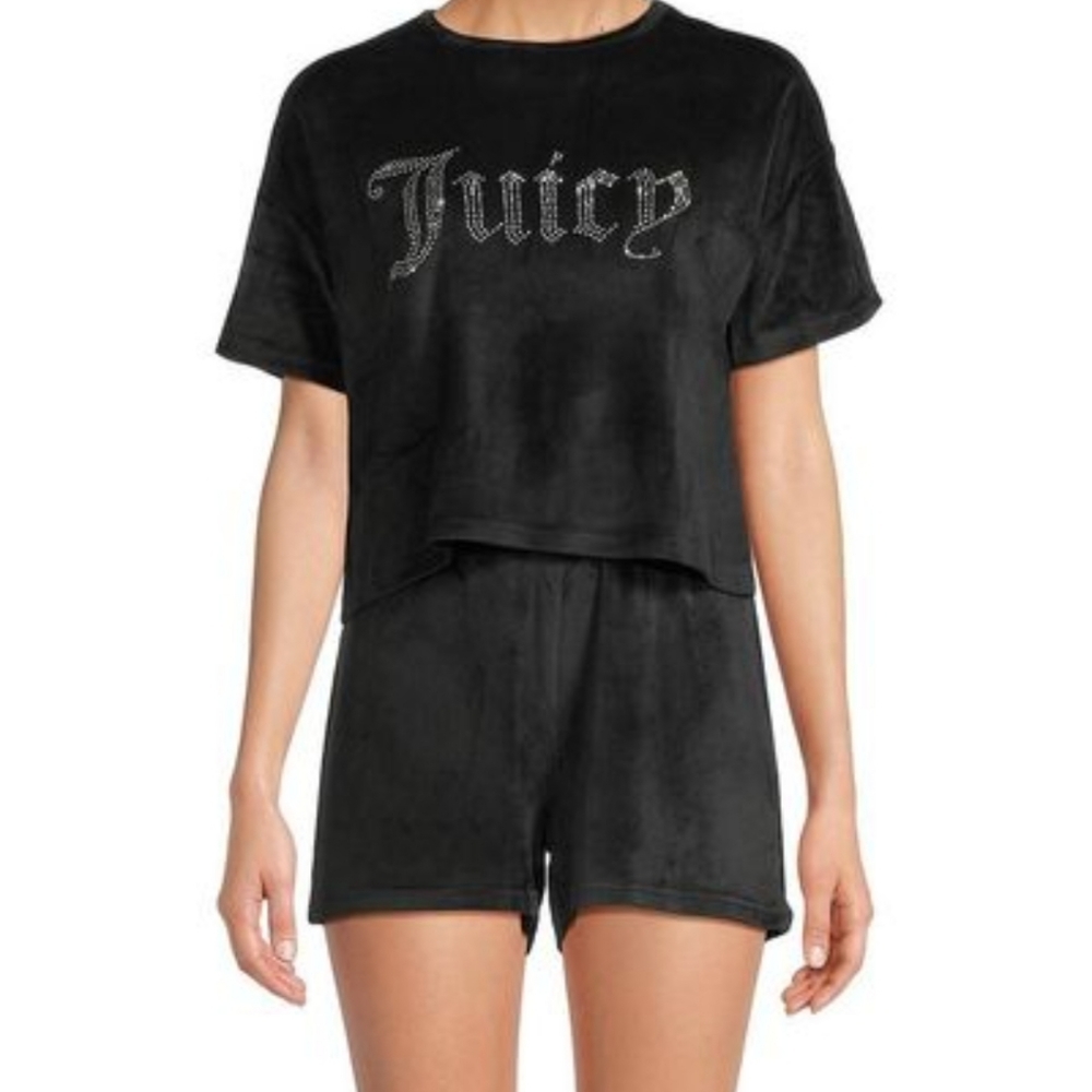 Juicy Couture 2pces Velours Pyjama or Lounge set with Black Bling Logo ( NWOT)